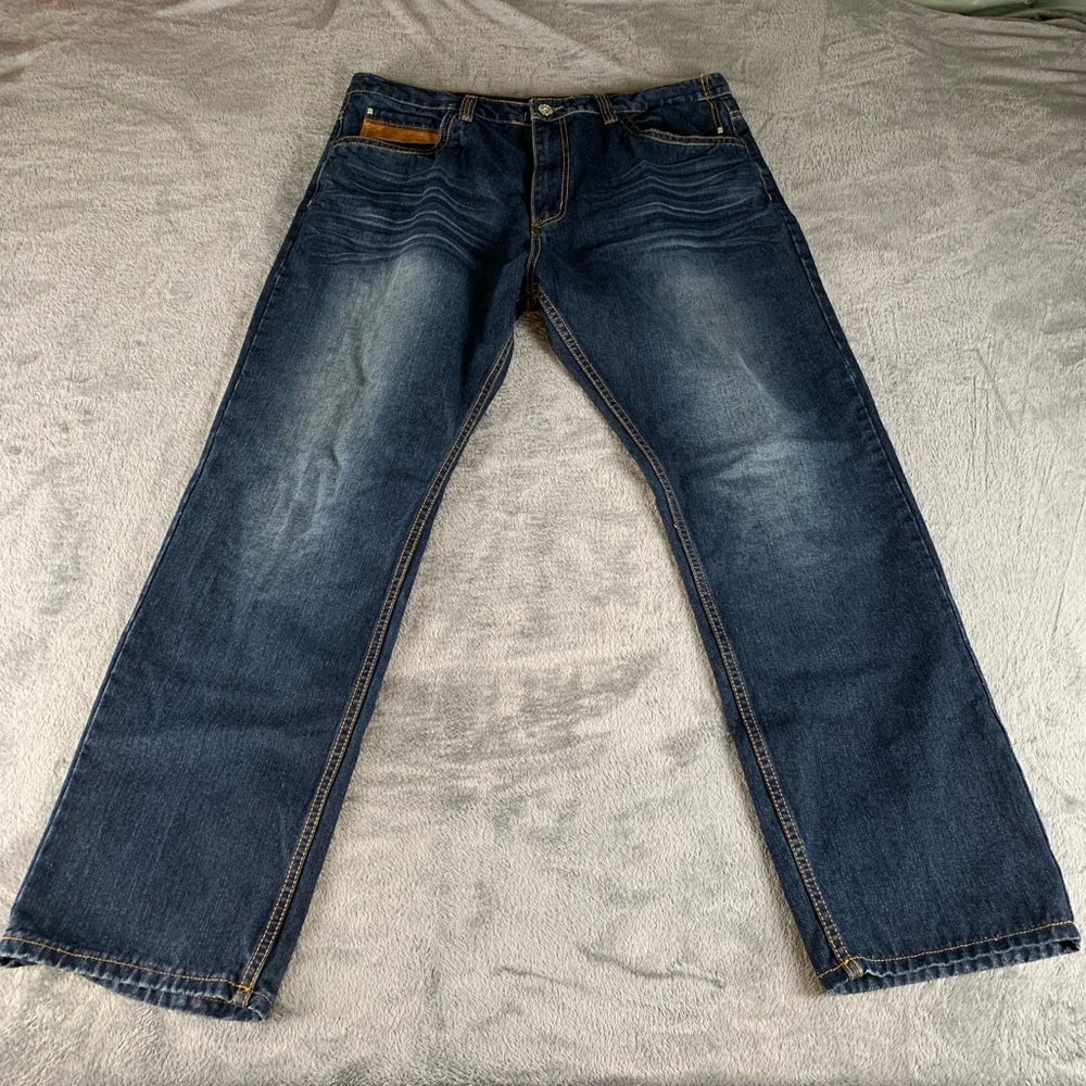 Y2K Coogi Jeans Mens 38x32 Embroidered Luxe Baggy Skater Denim Patch Streetwear‎